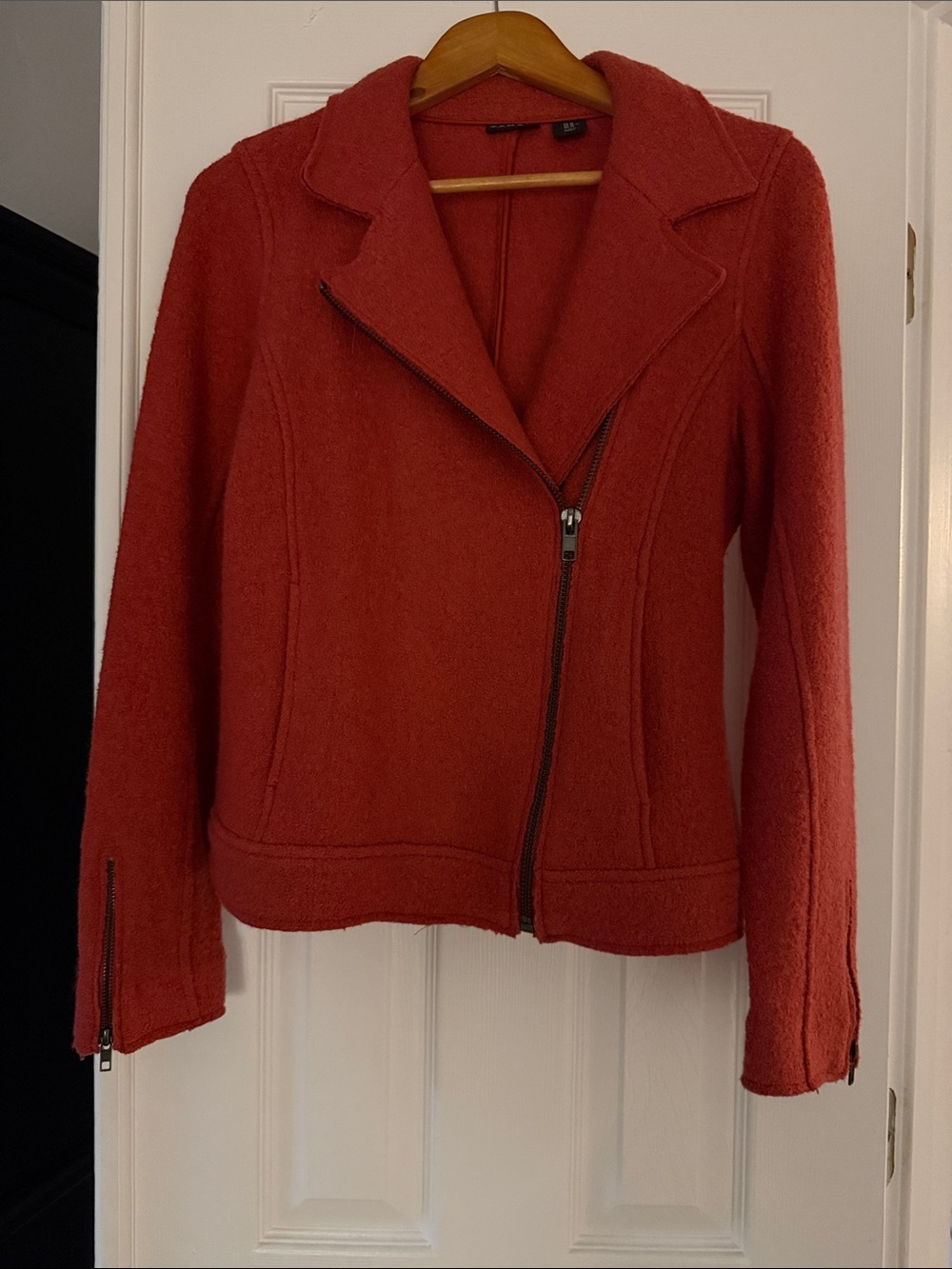 Tahari Rusty Asymmetric Zip Wool Moto Jacket